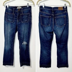 Madewell Mid-Rise Distressed Raw Hem Cropped Cali Bootcut Jeans Size 25
